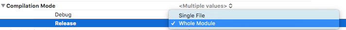 Xcode compilation mode settings